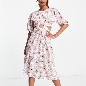 ASOS Design cut out ring skater midi dress in floral print